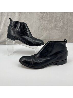 Stacy Adams Men's 9.5D Black Leather Cap Toe Spats Boots Dress Shoes